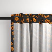 pumpkin halloween cute fabric  jack-o'-lantern grey