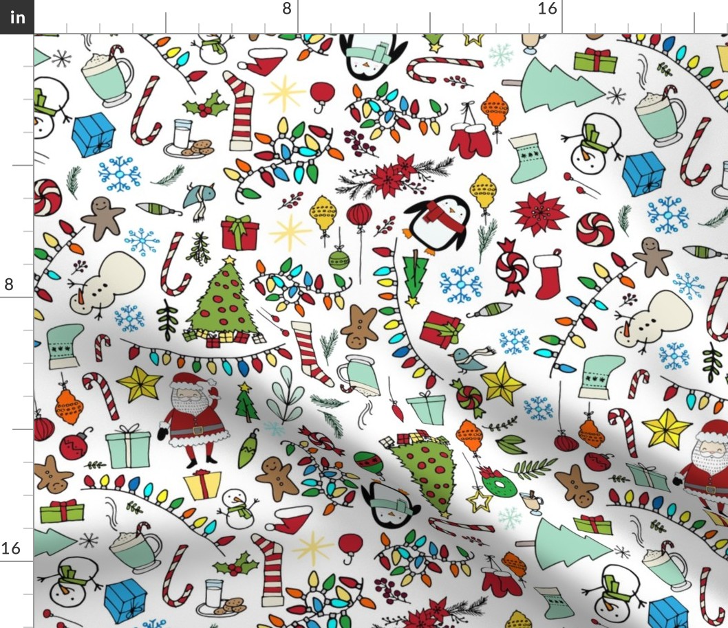 Christmas Doodles Christmas Trees Lights Snowman Presents Stockings Gingerbread Candy Cane