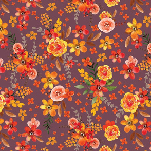 Mauve LARGE Orange Fall Floral