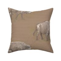 White Spirit Bison Buffalo Bull Cow and Calf Textured