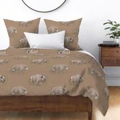 White Spirit Bison Buffalo Bull Cow and Calf Textured