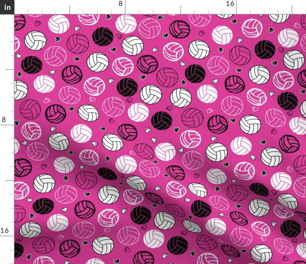 Volleyball Hearts on Pink LARGE