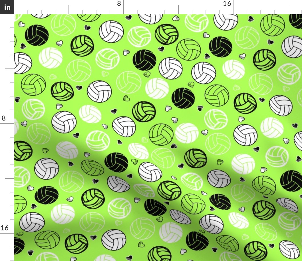 Volleyball Lime Green Hearts