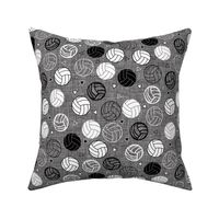 Volleyball Triangles on Gray Linen Charcoal Black White