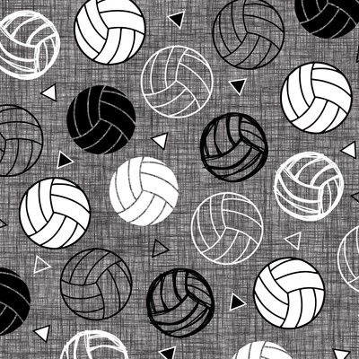Sewing Quilting Apparel Crafts Decor Spoonflower Fabric Black White Volleyballs Sports Volley Volleyball Balls Team Power Printed on Petal Signature Cotton Fabric by The Yard 