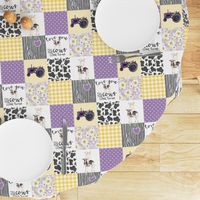 3.5 inch Farm//Love you till the cows come home//Purple/yellow w/Tractor - Wholecloth Cheater Quilt