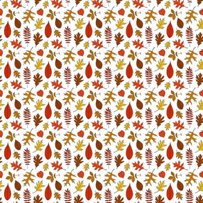 Colorful Fall & Autumn Leaves with a White Backgrou (Mini Scale)