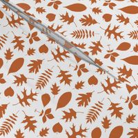 Fall Leaf Silhouettes Leaves Pattern in Brown on White (Mini Scale)