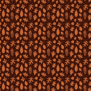 Fall Leaf Silhouettes Leaves Pattern in Brown (Mini Scale)