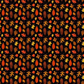 Colorful Fall & Autumn Leaves with a Black Background (Mini Scale)
