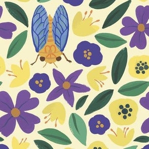 Cicada Floral (yellow + purple)