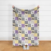 Farm//Love you till the cows come home//Purple/yellow w/Tractor - Wholecloth Cheater Quilt