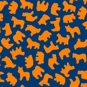 animal crackers navy blue with orange