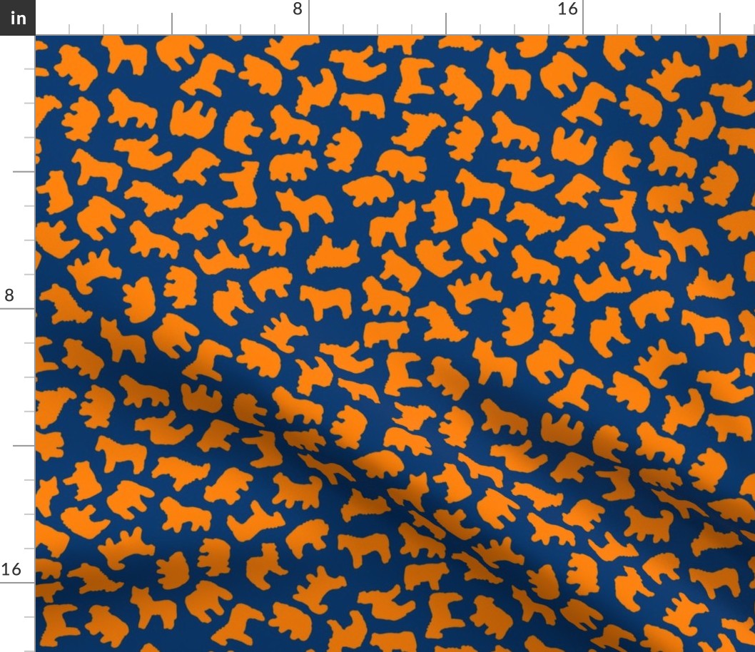 animal crackers navy blue with orange