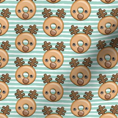 Reindeer Donuts - Christmas/ Holiday - mint stripes - LAD20