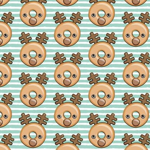 Reindeer Donuts - Christmas/ Holiday - mint stripes - LAD20
