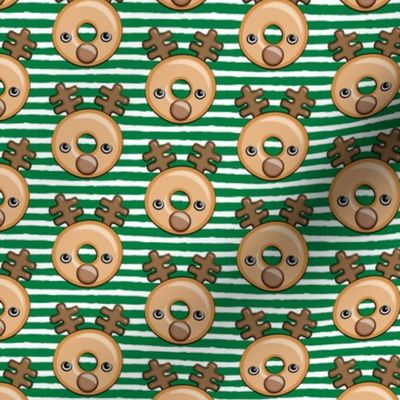 Reindeer Donuts - Christmas/ Holiday - green stripes - LAD20