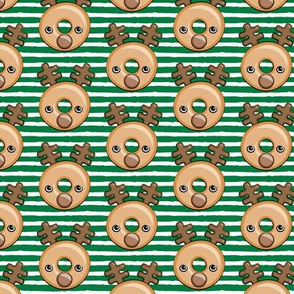Reindeer Donuts - Christmas/ Holiday - green stripes - LAD20