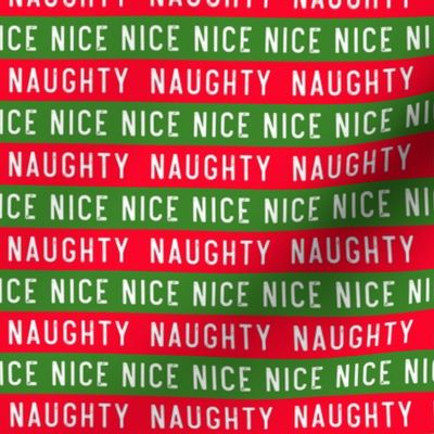 (small scale) Naughty / Nice stripes - green and red - Christmas / Holiday - LAD20