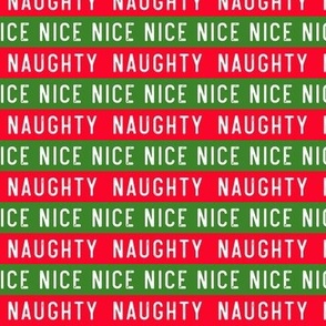 (small scale) Naughty / Nice stripes - green and red - Christmas / Holiday - LAD20