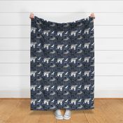 bear adventure on navy background