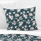 teal blush floral - small scale