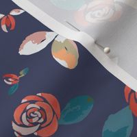 Water colour roses navy lg tile-01