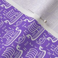 longboats and runes purple and white