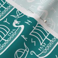 longboats and runes teal and white