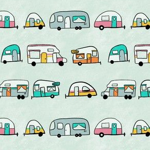 Vintage trailer - colourful retro campers- small/micro