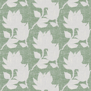 Flowers Sage Green White  Dove Gray-ch