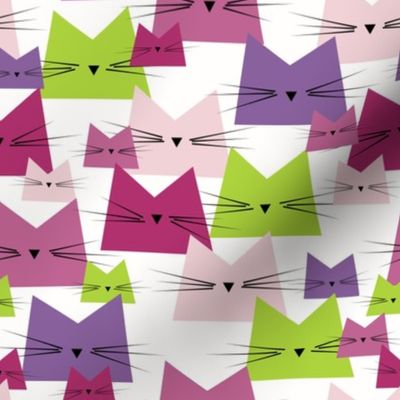 cats - nala cat cotton candy - geometric cats - cats fabric