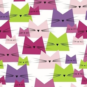 cats - nala cat cotton candy - geometric cats - cats fabric