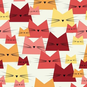 cats - nala cat cherry - geometric cats - cats fabric