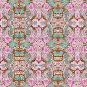 Paisley Brown Light Pink Rose Teal