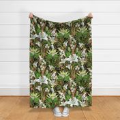 Tropical Lilies & Cockatoos Wallpaper | Mixed Palms