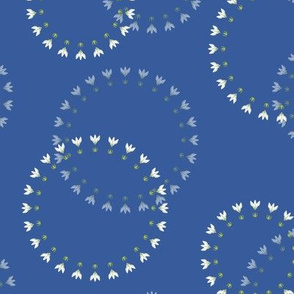 Summer Solstice - florets - white on periwinkle blue