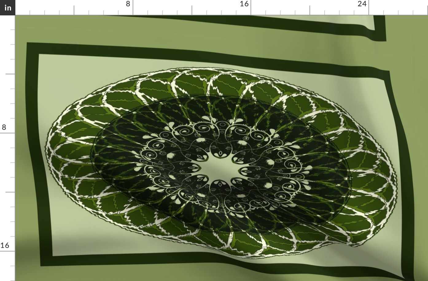 Spiral Paisley Pattern 2 Tea Towel Green
