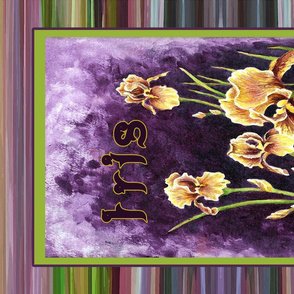 Iris Flower Purple Yellow Tea Towel