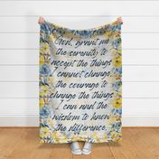 Serenity Prayer Blue and Gold Watercolor Floral - 54x72 inches