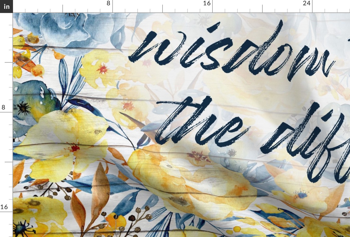 Serenity Prayer Blue and Gold Watercolor Floral - 54x72 inches