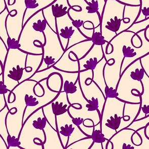 Watercolour climbing vine flowers in purple
