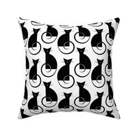 cats - luni cat black and white - geometric cats - cats fabric