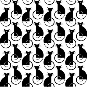 cats - luni cat black and white - geometric cats - cats fabric