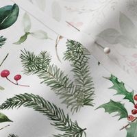 Pine and Berry // White - Christmas Floral