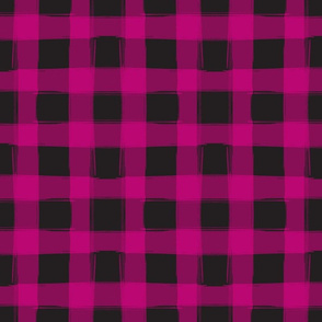 Fuchsia Plaid Painted Buffalo Check on Black