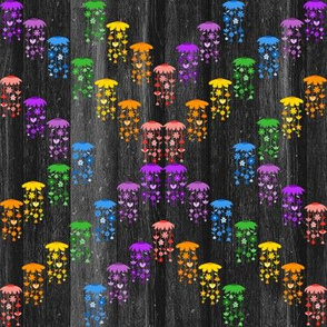 Rainbow Flower Windchimes on black wood small