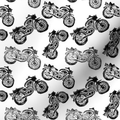 Motorcycles Linocut