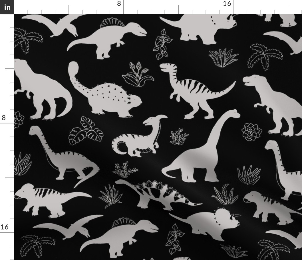 Black and white dinosaurs