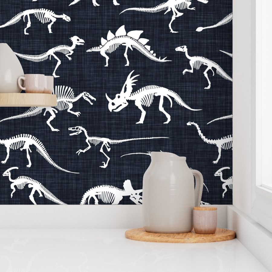 dinosaur bones // midnight blue linen